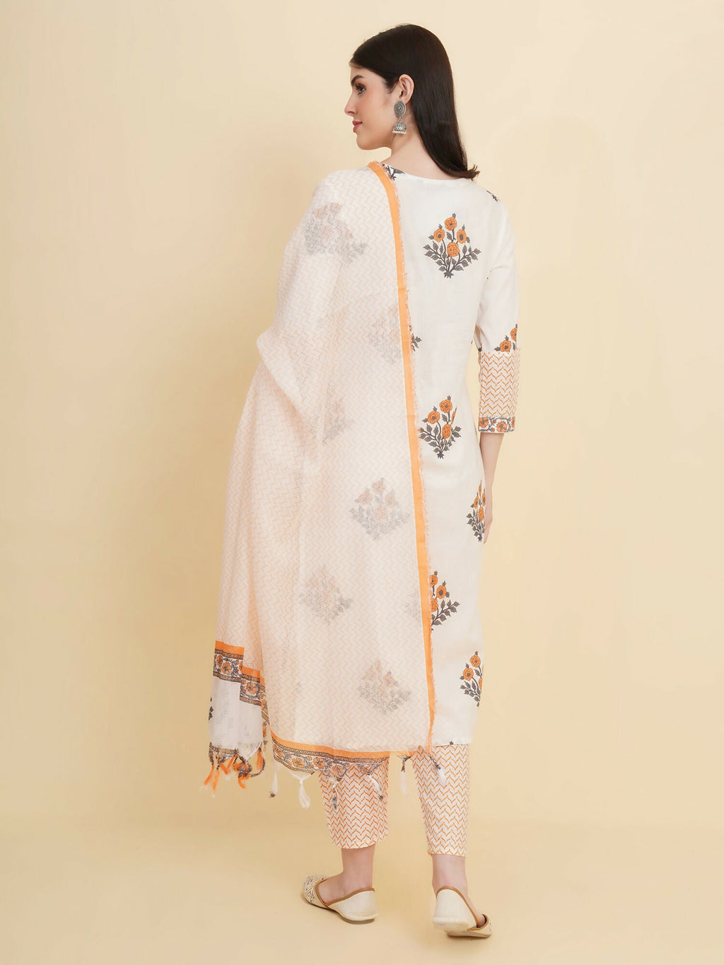 Designer Stylish white cotton Stitched Suit With Dupatta - Tanisha