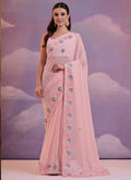 Vegaa Fashion Light Pink Soft Georgette Sequence Work Saree