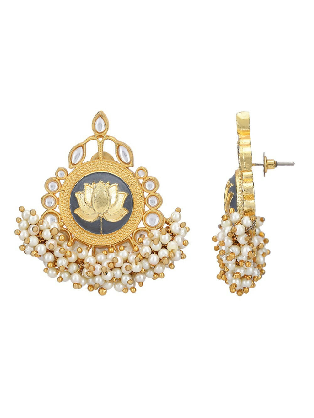 Joban Fashion Women Lotus Style Matte Gold Earrings