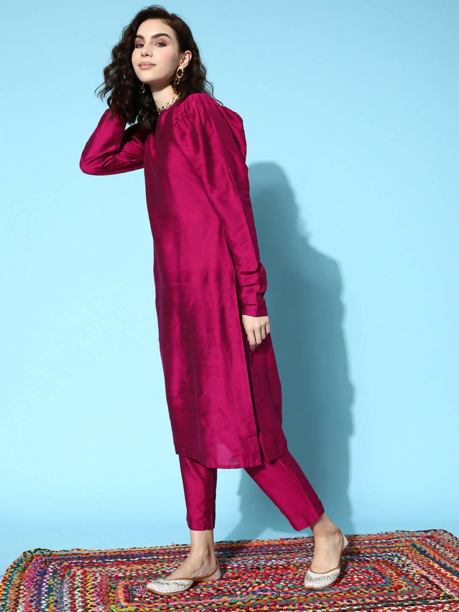 Ahalyaa Women's Traditional wear Kurta Set - Burgundy