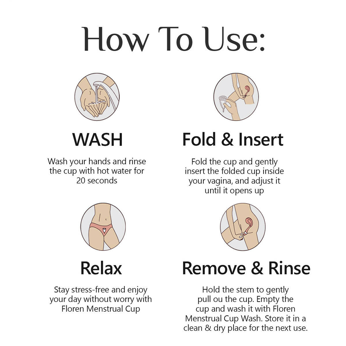 Floren Reusable Menstrual Cup with Menstrual Cup Wash for Women