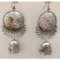 MS Fashion India Fashion Collection Chandbali Silver Oxidized Jhumka Tassel Dangler Earrings