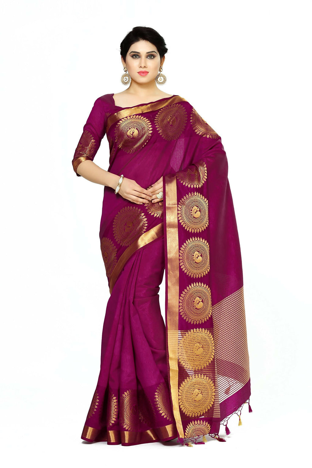 Mimosa Women's Purple Tussar Silk Banarasi Saree
