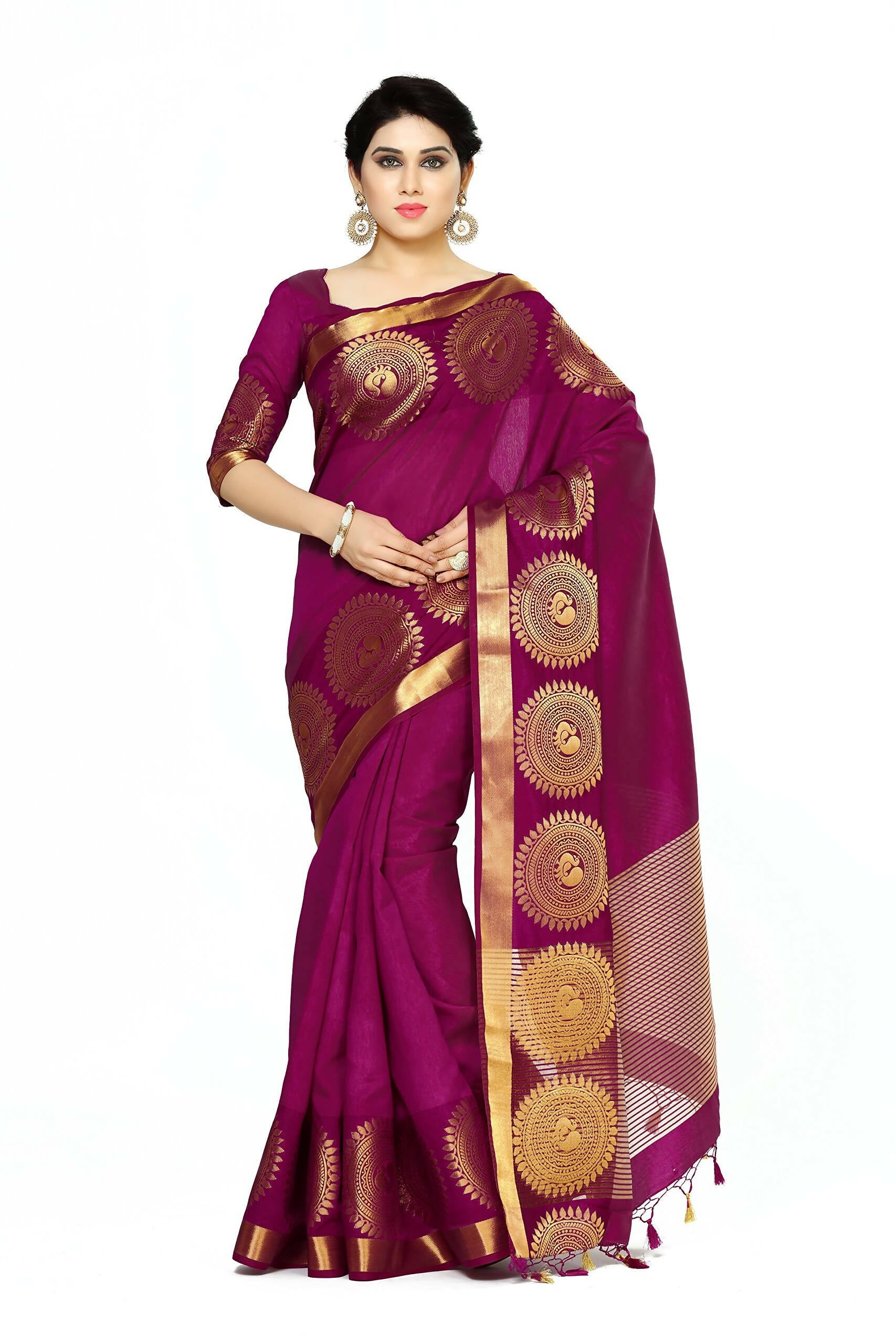 Mimosa Women's Purple Tussar Silk Banarasi Saree