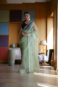 Vamsee Manbhari Green Organza Saree
