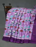 Shades Of Lavender And Purple Pure Munga Cotton Block Print Saree By Gayathri Reddy Designer Studio