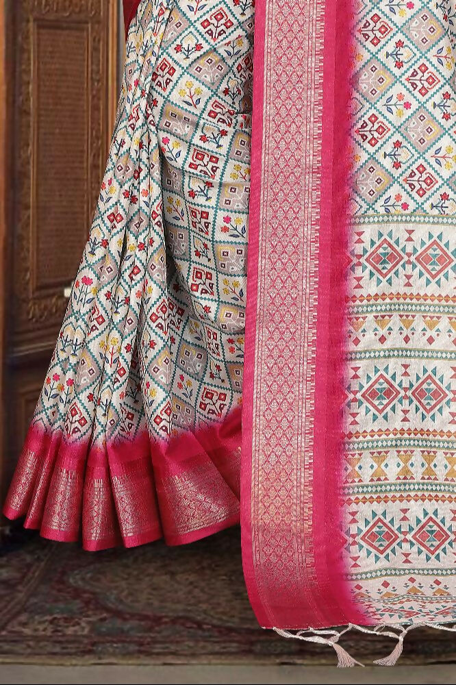 PR Fashion Multi Heavy Rich Cotton Silk Digital Print & Jacquard Saree
