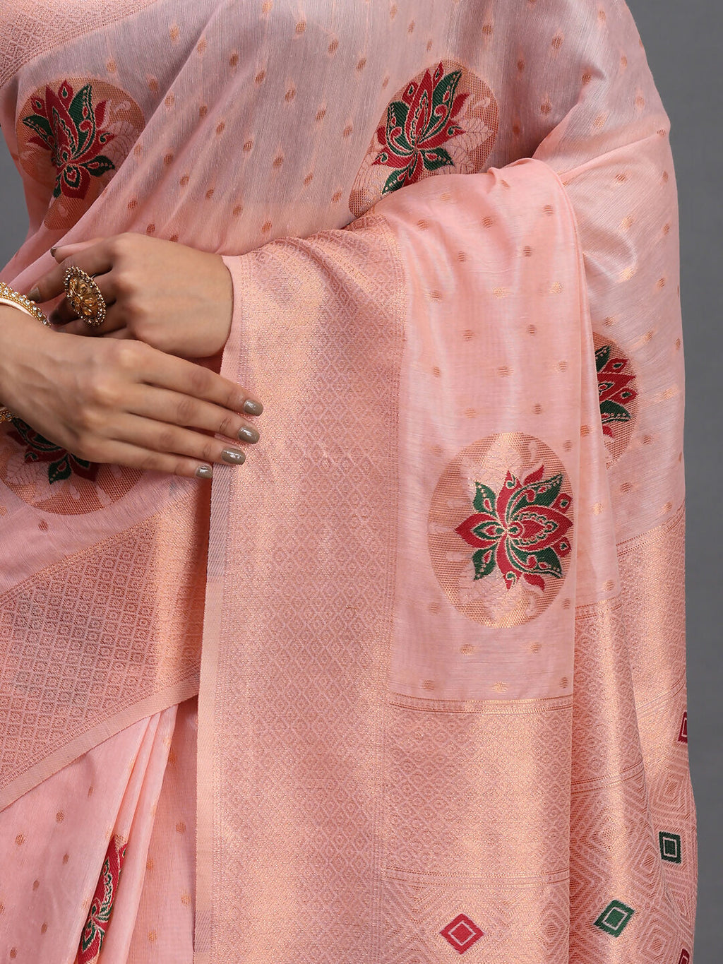 Shree Shyam Fashion Linen Cotton Light Pink Saree