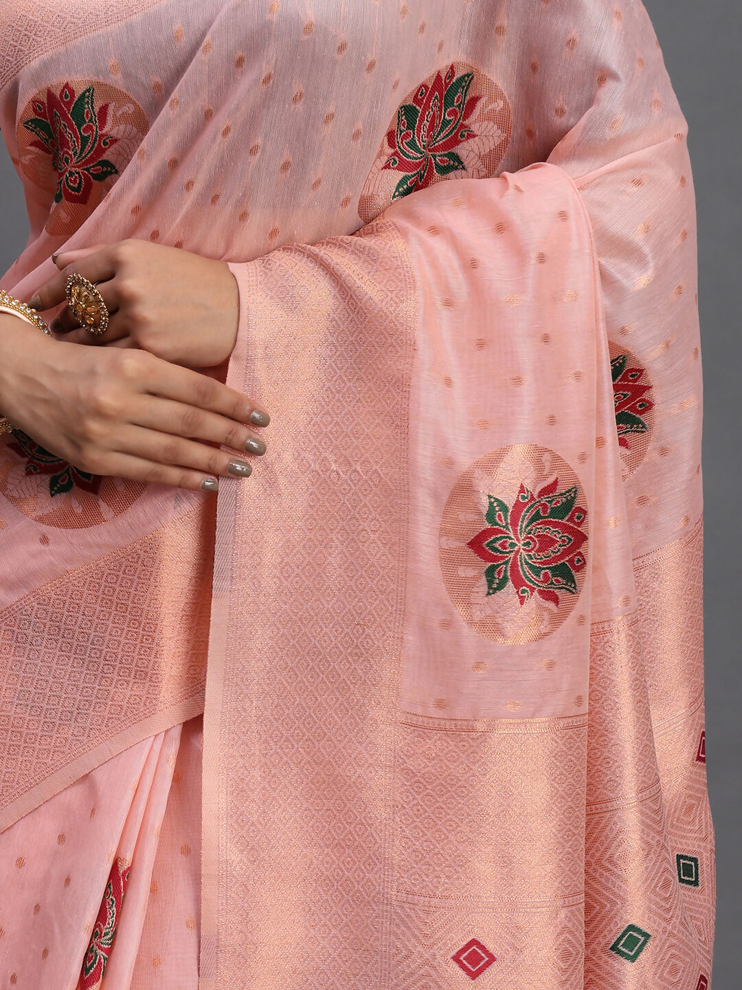 Shree Shyam Fashion Linen Cotton Light Pink Saree