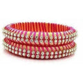 Pink Color Threaded and White Stone Bangles - Set of 2 Bangles