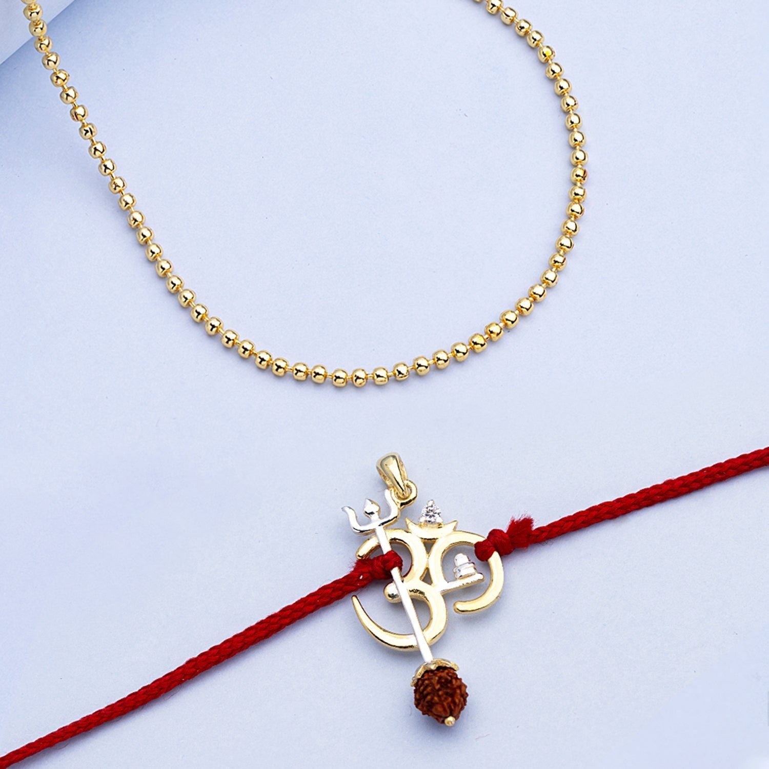trueBrowns X Voylla OM' Design with Rudraksh Rakhi-Pendant