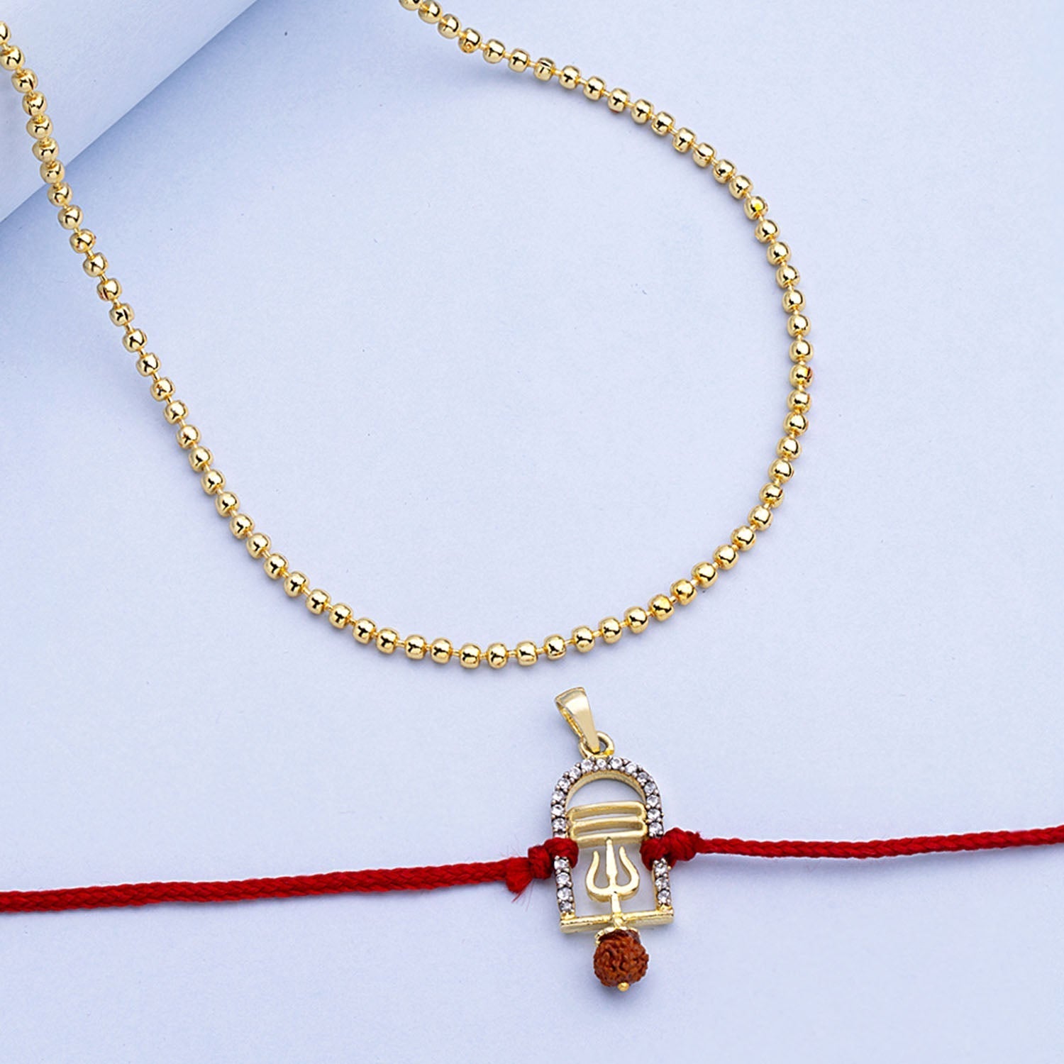trueBrowns X Voylla CZ Studded Trushul Rakhi-Pendant