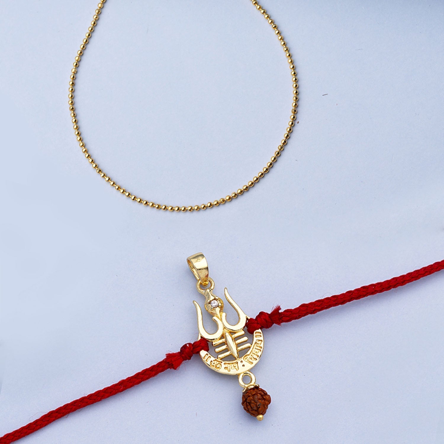 trueBrowns X Voylla Rudraksha Studded Trishul Rakhi-Pendant