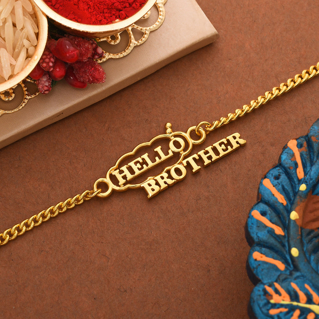 trueBrowns X Voylla Hello Brother Gold-Polished Stylish Bracelet Rakhi