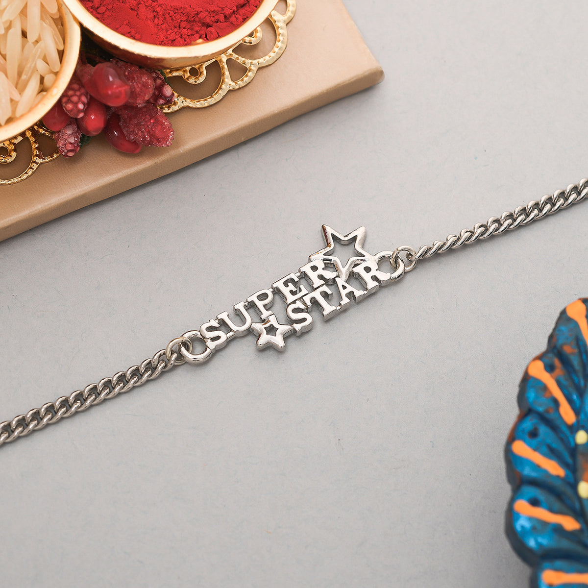 trueBrowns X Voylla Stylish Silver Plated Super Star Bracelet Rakhi