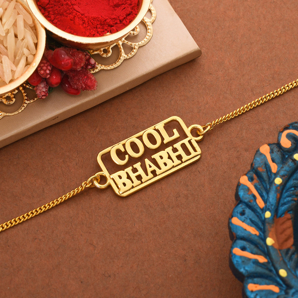 trueBrowns Stylish Gold-Polished Cool Bhabhi Bracelet Rakhi