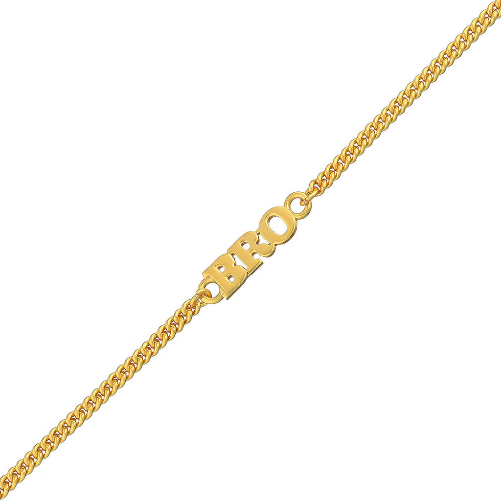 trueBrowns Gold Tone Fashionable BRO Rakhi
