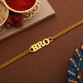 trueBrowns Gold Tone Fashionable BRO Rakhi