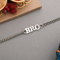 trueBrowns Silver Tone Fashionable BRO Bracelet Rakhi