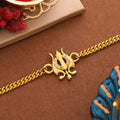 trueBrowns Yellow Gold-Polished Trishul Bracelet Rakhi