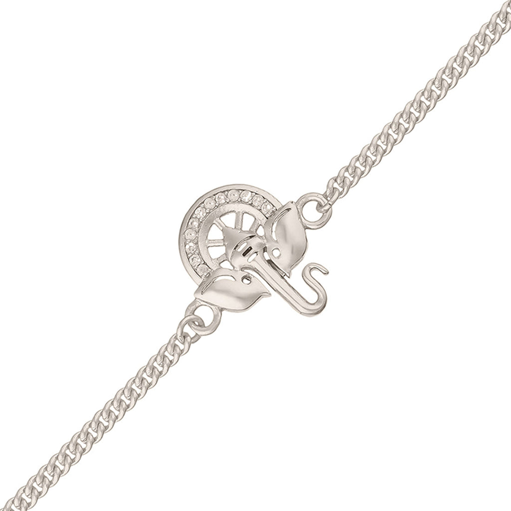 trueBrowns Silver Tone Ganesha Bracelet Rakhi