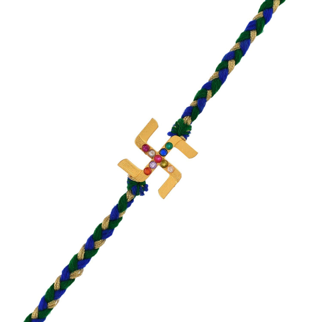 trueBrowns X Voylla Gold Navratan Swastik Rakhi For Brother