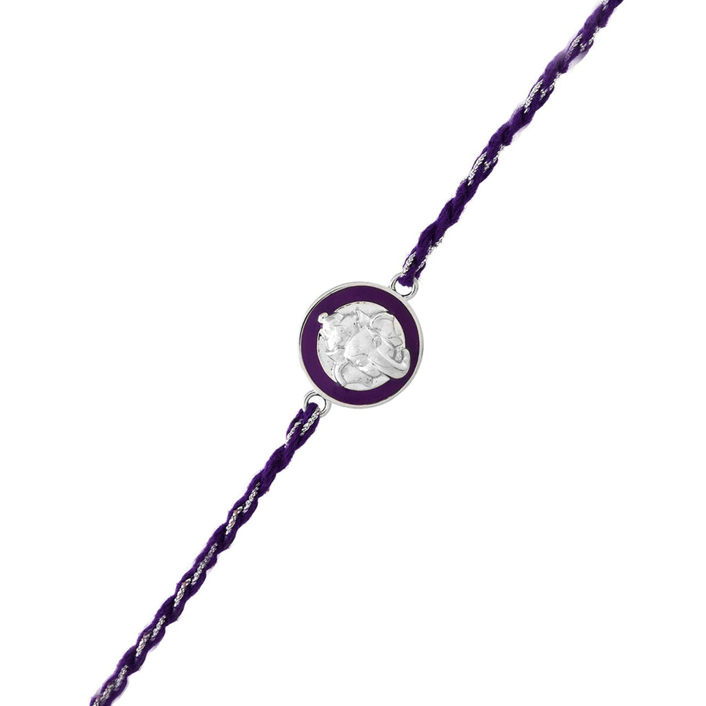 trueBrowns Sterling Silver Purple Ganesha Rakhi