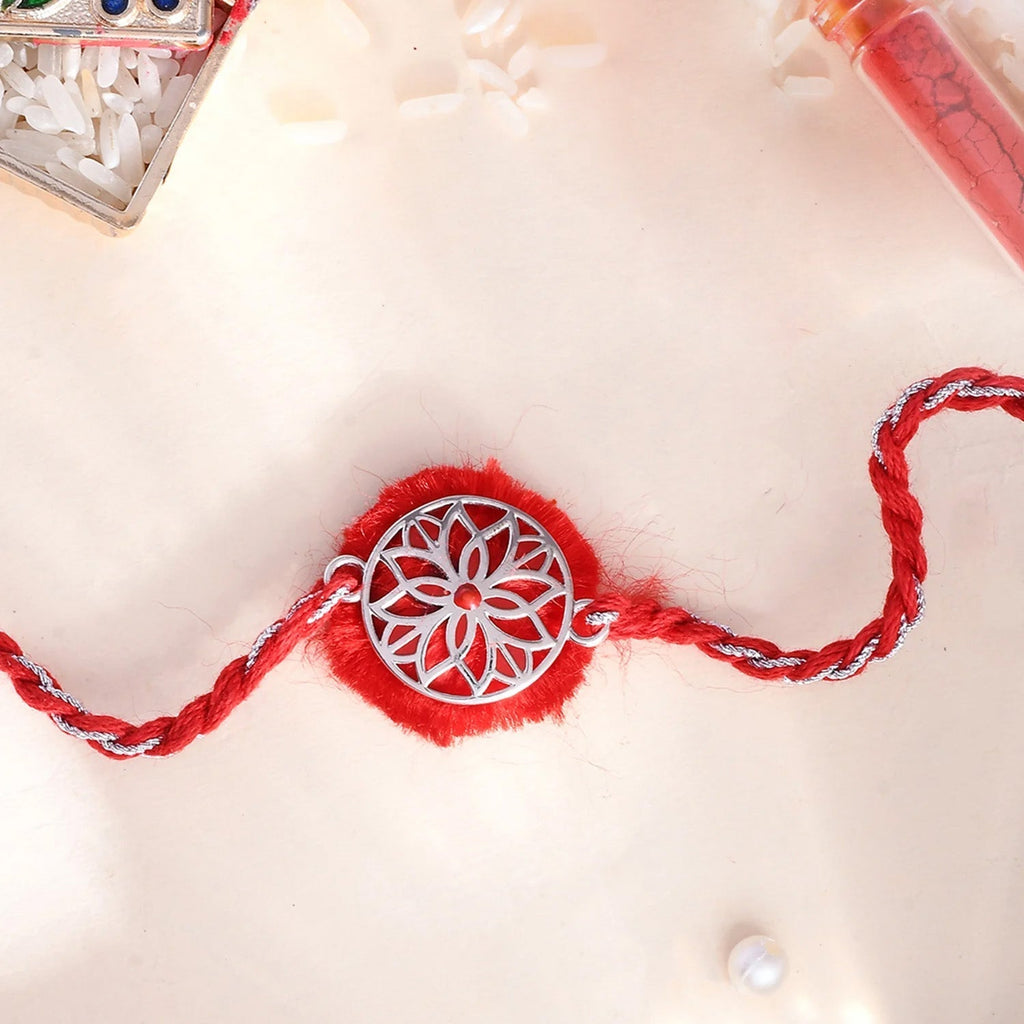 trueBrowns X Voylla Sterling Silver Filigree Red Rakhi