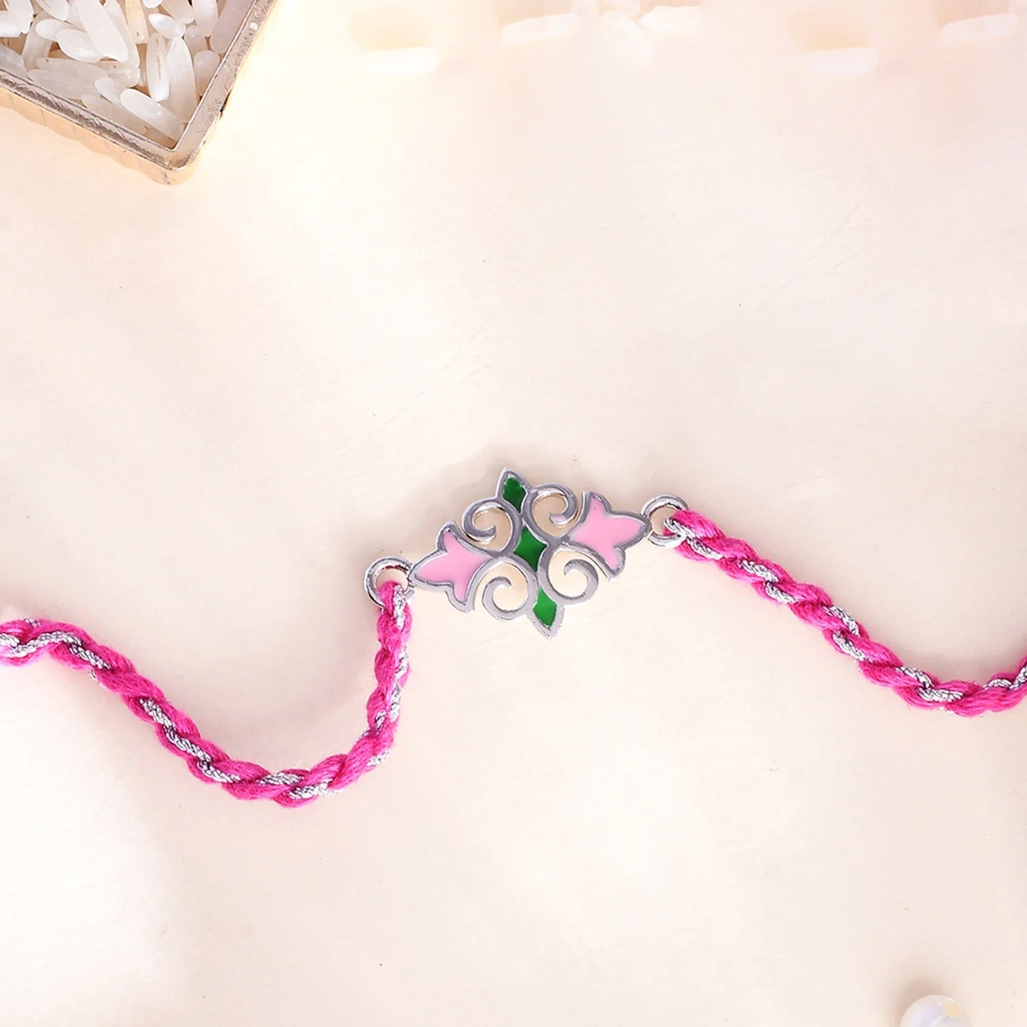 trueBrowns X Voylla Sterling Silver Multicolored Floral Rakhi