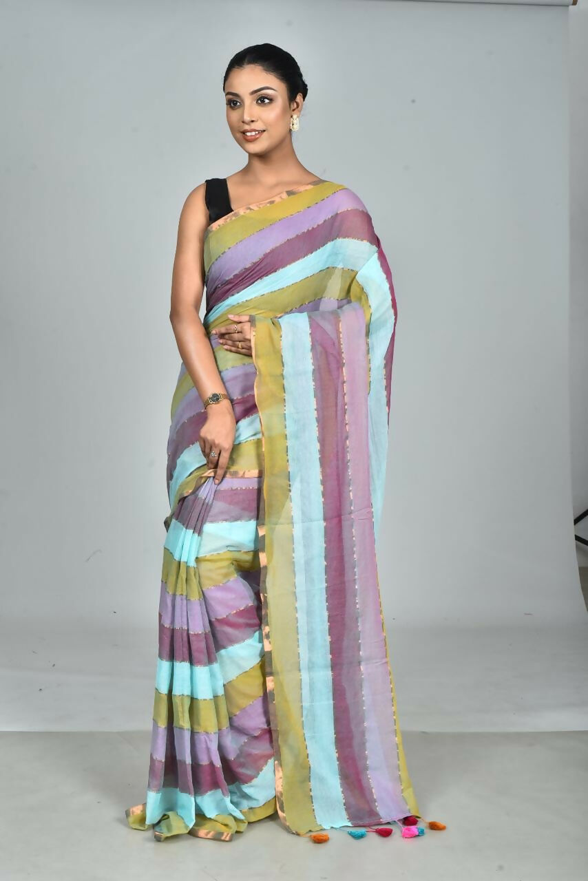 Exclusive Collection Beautiful Multi1 Pure Cotton Woven Handloom Saree With Running Blouse Piece