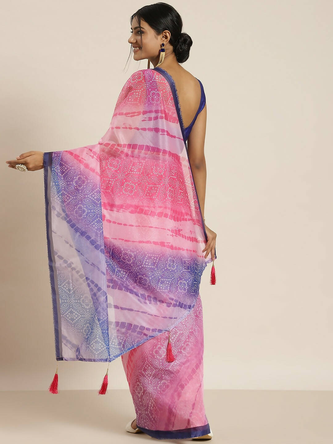 Purple Organza Printed Saree With Blouse Piece - Nivaa