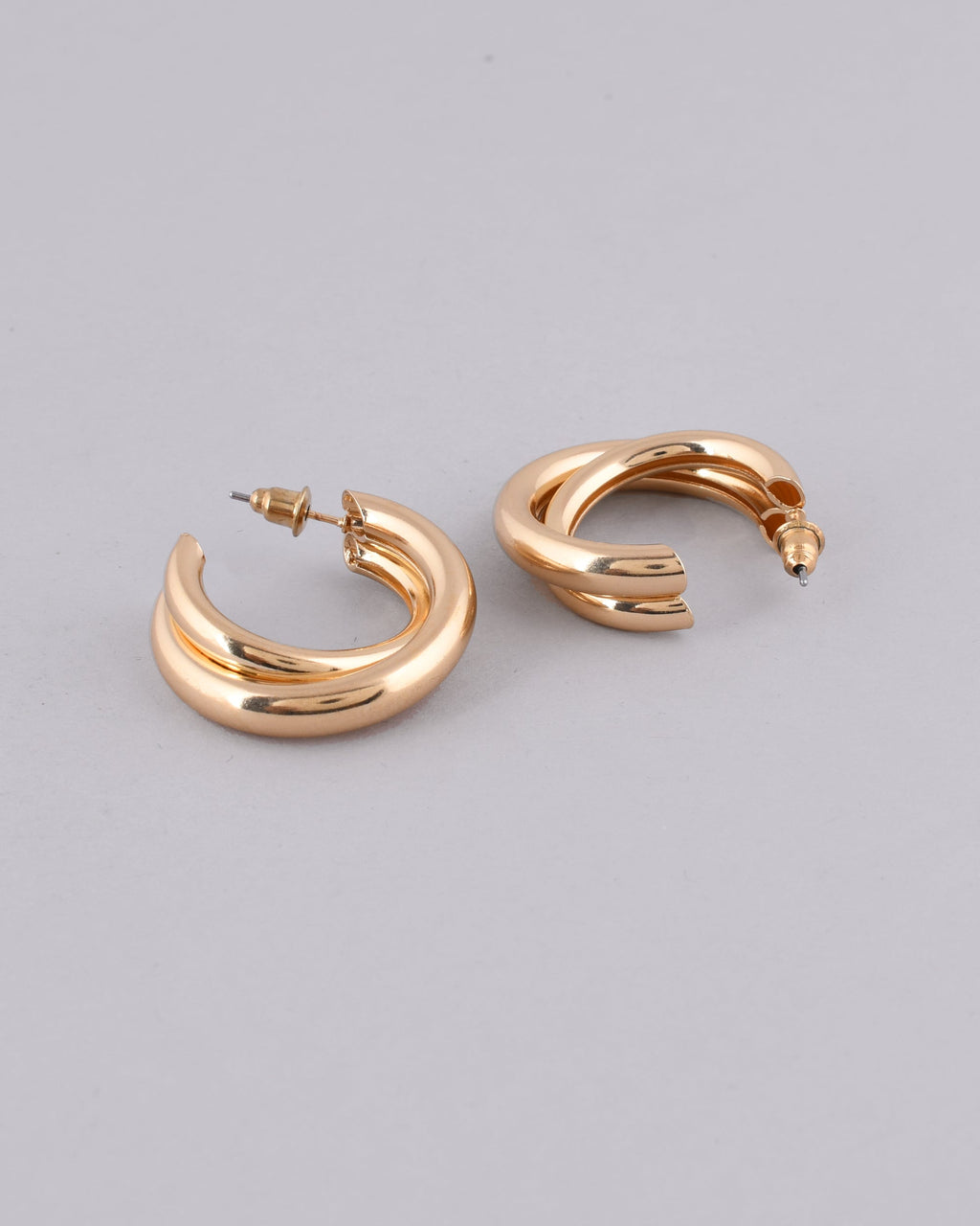 VOJ Women Gold-Polished Double Hoop Earrings
