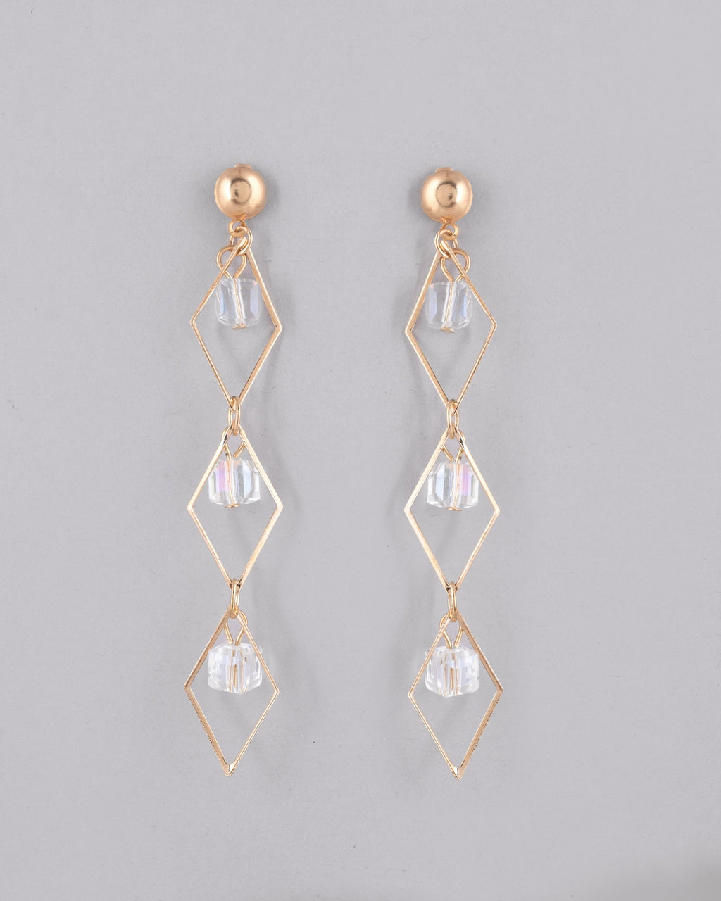 VOJ Women Gold-Polished Flower Beads Drop Studs Earrings
