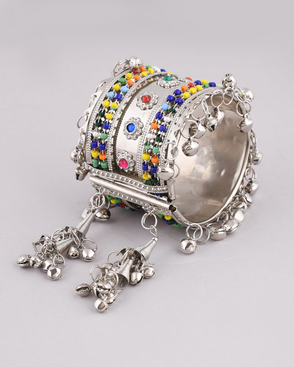 VOJ Women Multicolor Beads Oxidise Cuff Bracelet