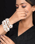 VOJ Women Silver Tone White Artificial Beads Bracelet