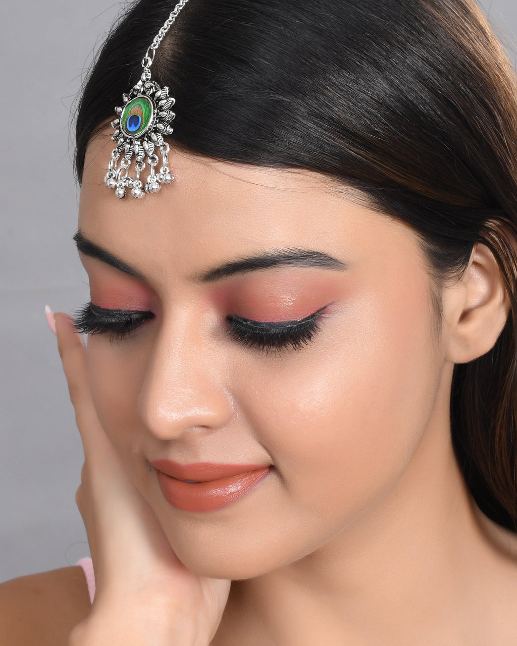 VOJ Women Silver Plated Maang Tikka
