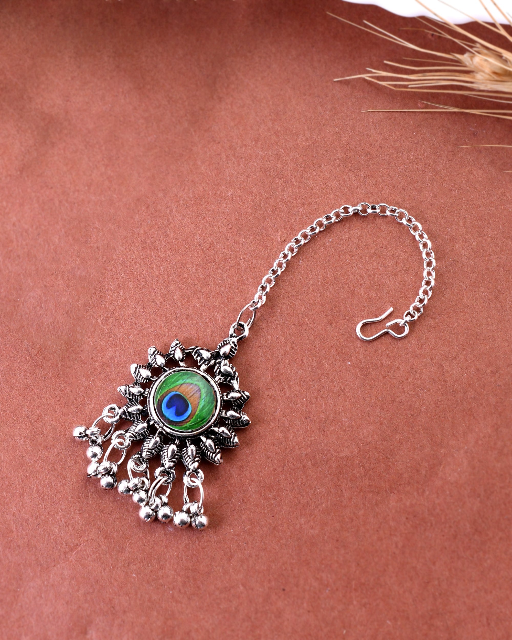 VOJ Women Silver Plated Maang Tikka
