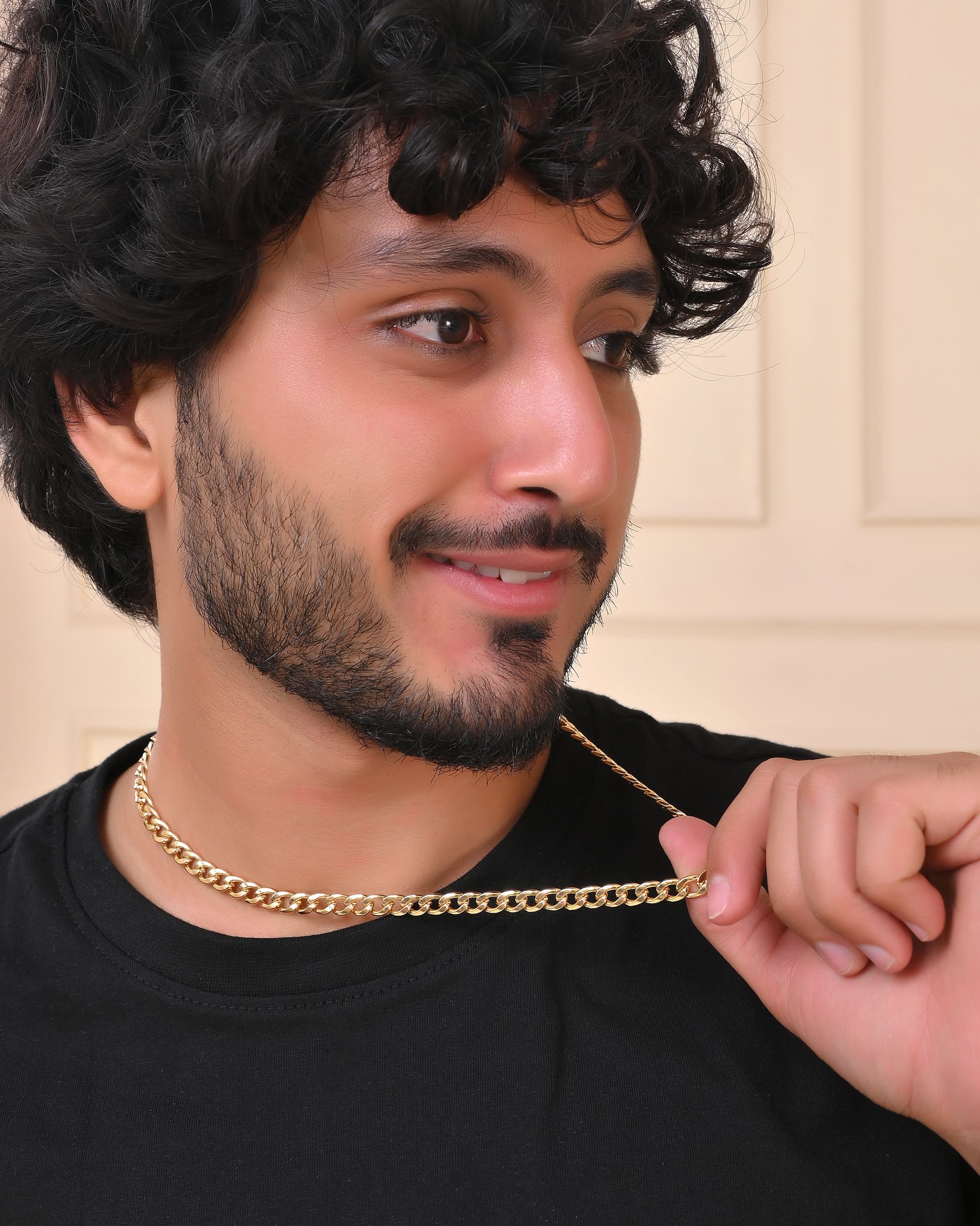 VOJ Gold Polished Stainless Steel Classic Linked Chain For Men