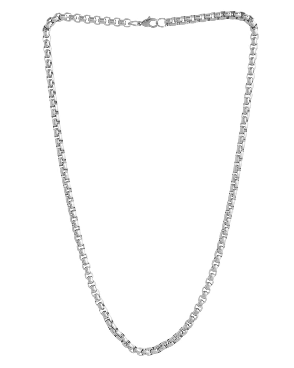 VOJ Men Stainless Steel Silver-Plated Minimal Chain