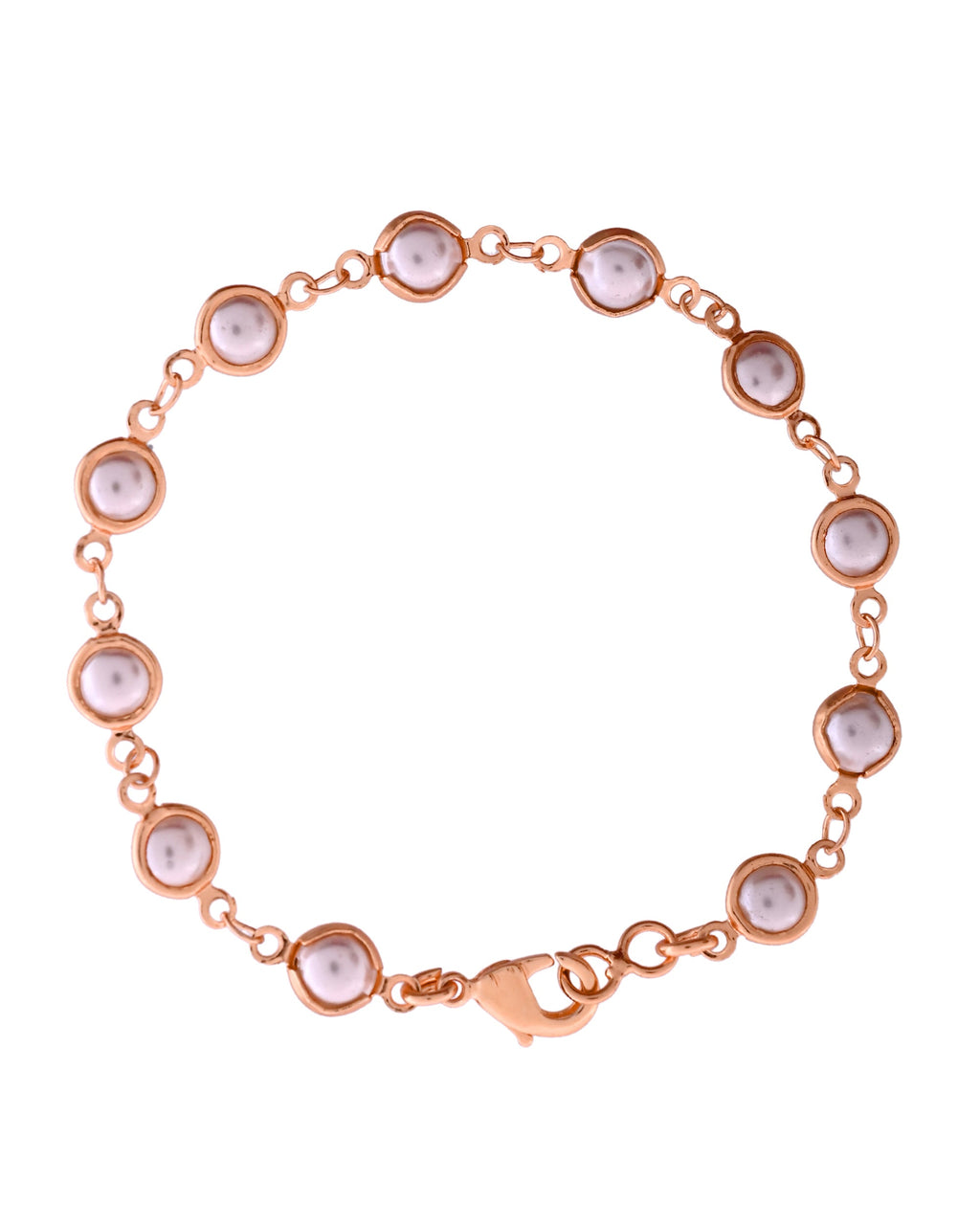 VOJ Rose Gold Polished Pearl Studded Bracelet