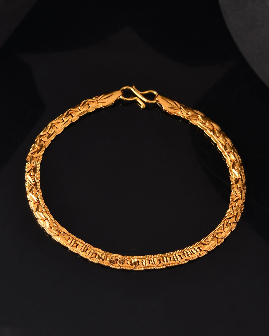 VOJ Gold Polished Designer Handcrafted Bracelet