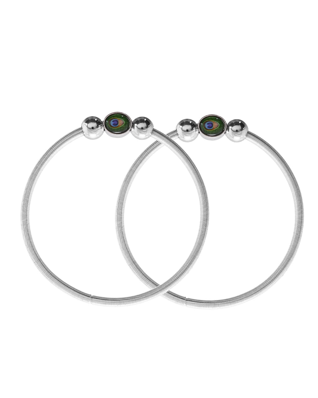 VOJ Set of 2 Silver Plated Elasticated Evil Eye Anklet