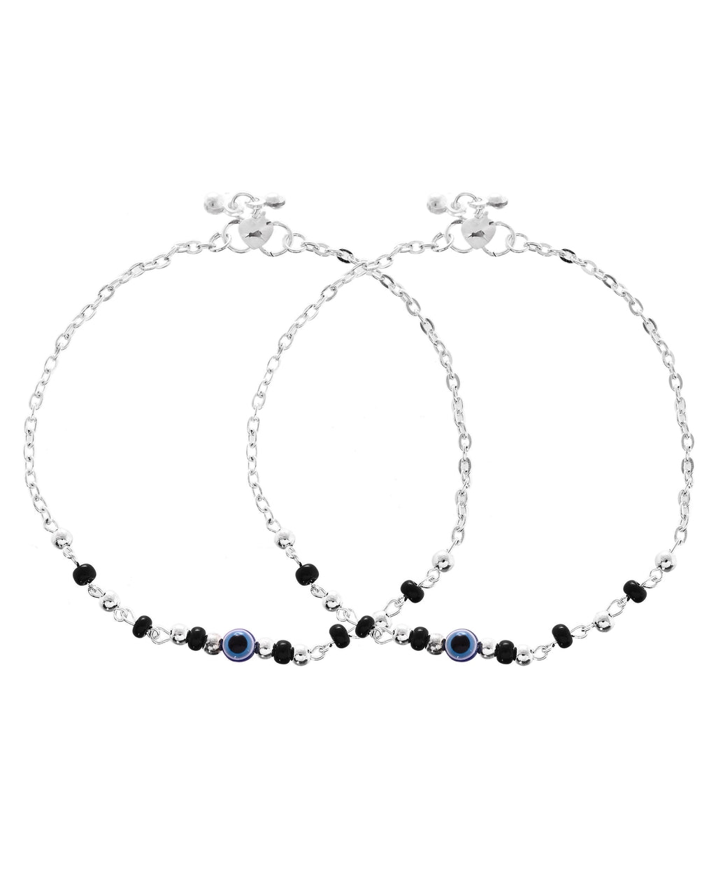 VOJ Set of 2 Stainless Steel Evil Eye Anklet