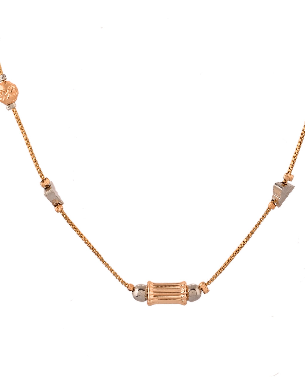 VOJ Stainless Steel Hand Crafted Rose Gold Polished Chain With Beads