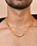 VOJ Men's Gold Polished Stainless Steel Biscuit Chain With Hand Crafted Design