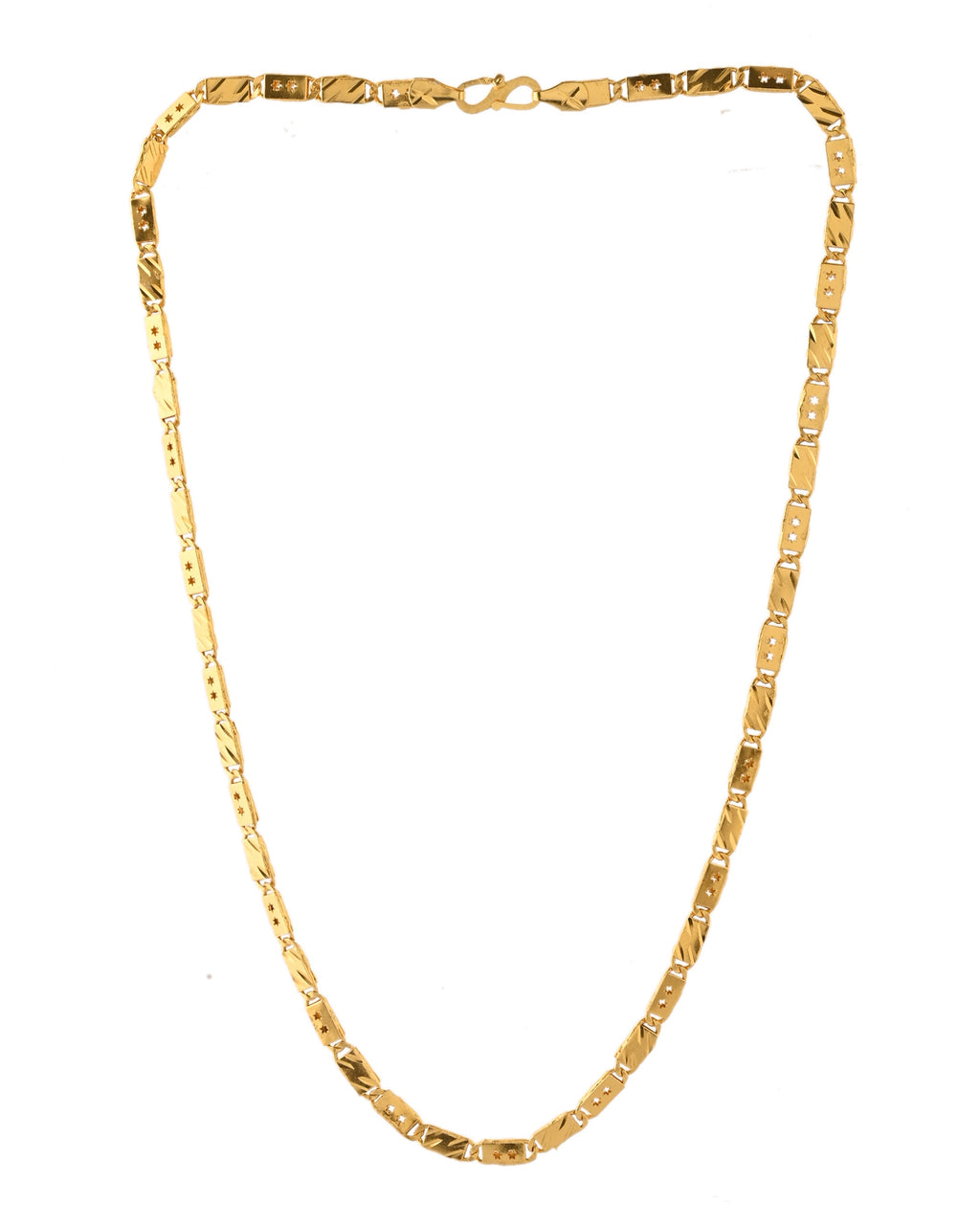 VOJ Men's Gold Polished Stainless Steel With Hand Crafted Design Biscuit Chain