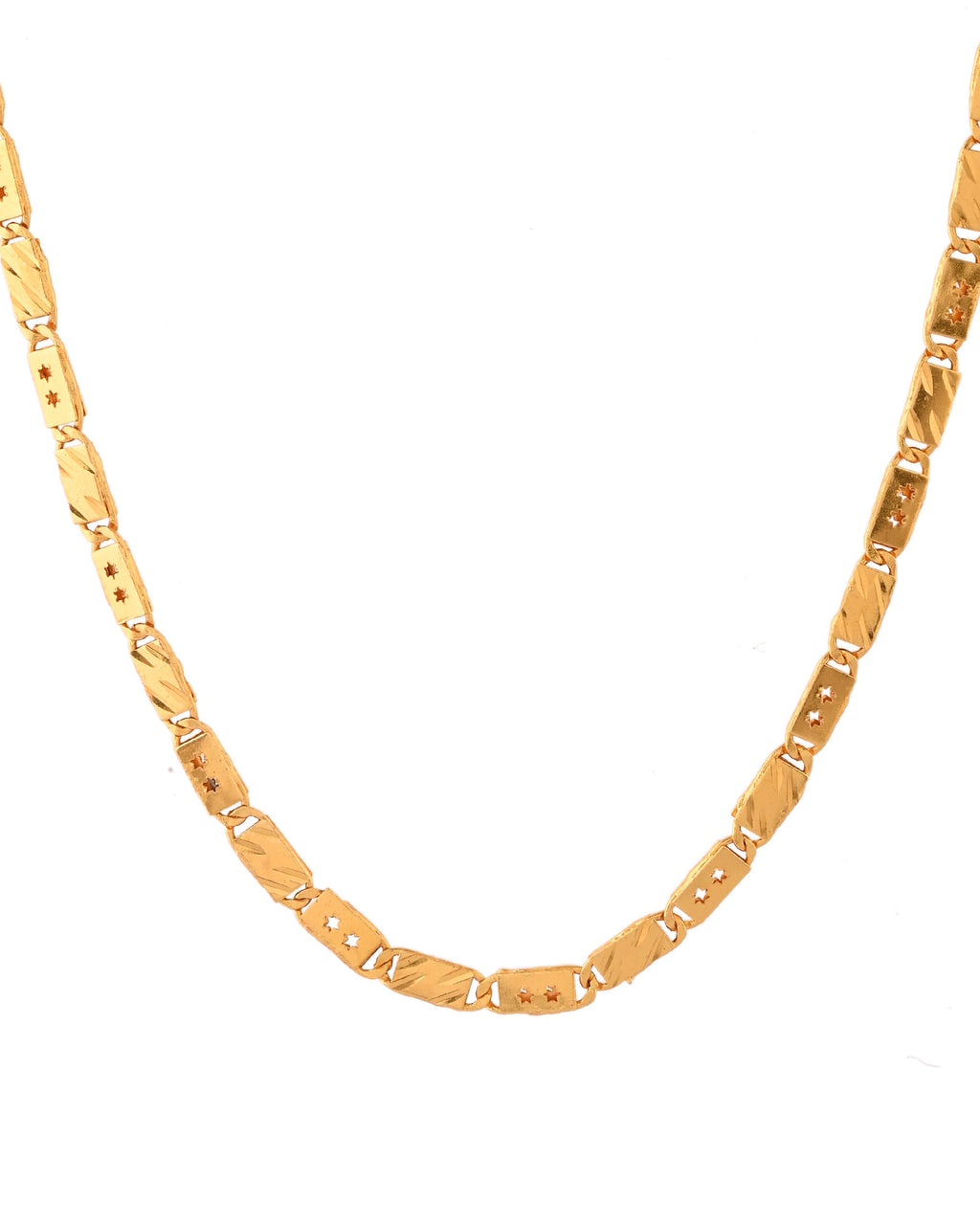 VOJ Men's Gold Polished Stainless Steel With Hand Crafted Design Biscuit Chain