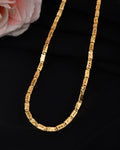 VOJ Men's Gold Polished Stainless Steel Biscuit Chain With Hand Crafted Design