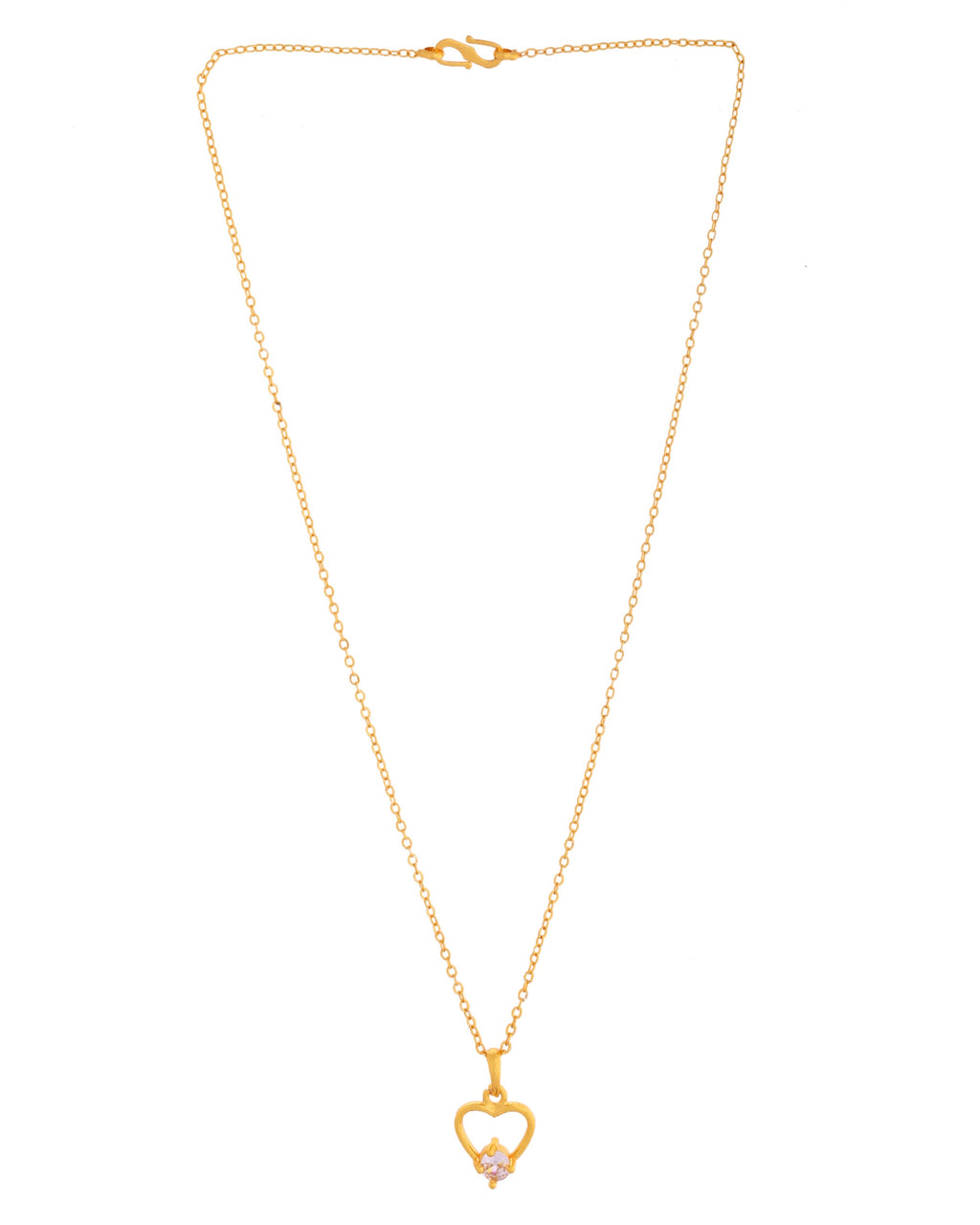 VOJ Gold Polished Stainless Steel Chain With Stone Studded Pendant