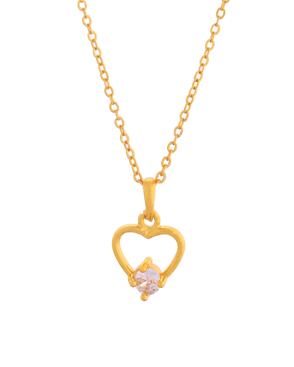 VOJ Gold Polished Stainless Steel Chain With Stone Studded Pendant